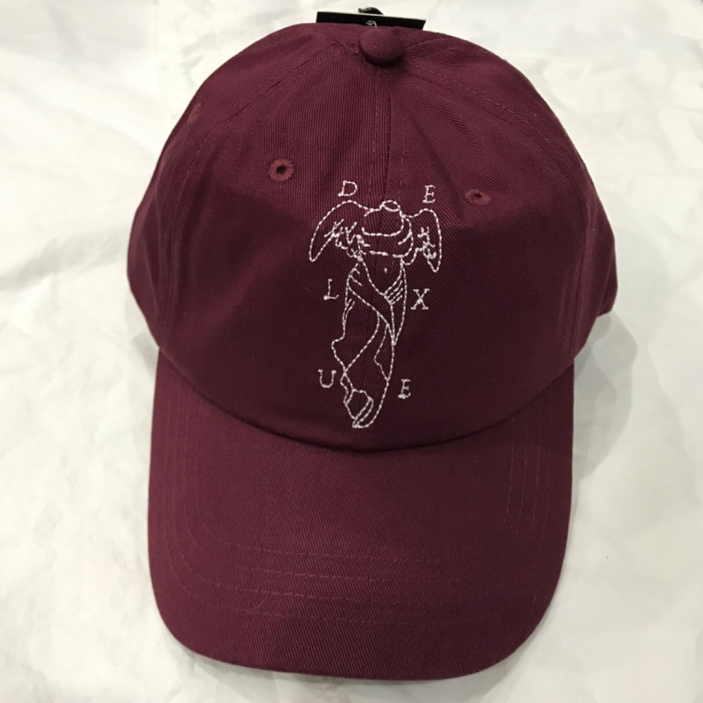 NWT 100% Cotton Deluxe Baseball Cap Hat Burgundy Red White - Picture 2 of 8